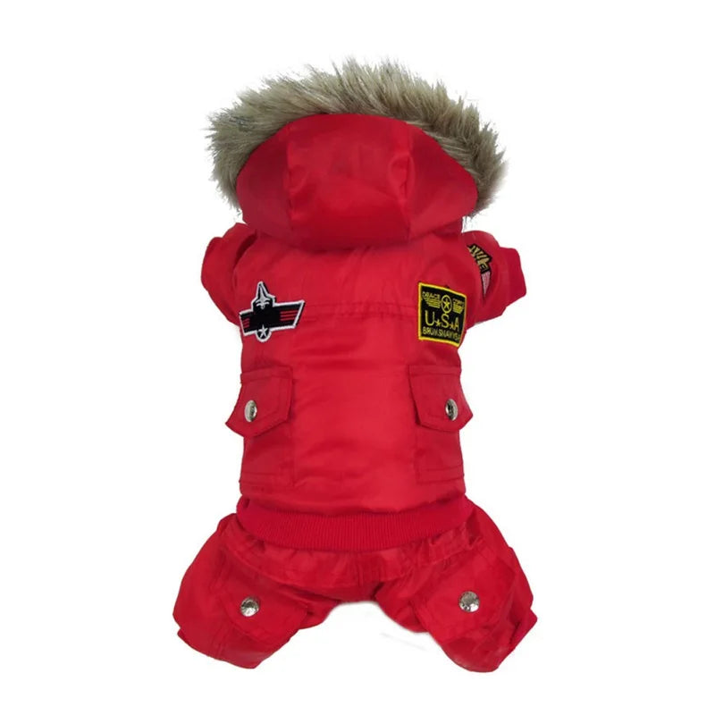 Uniform Autumn Winter Warm Dog Jacket Waterproof Hooded Padded Coat for Small Medium Dogs