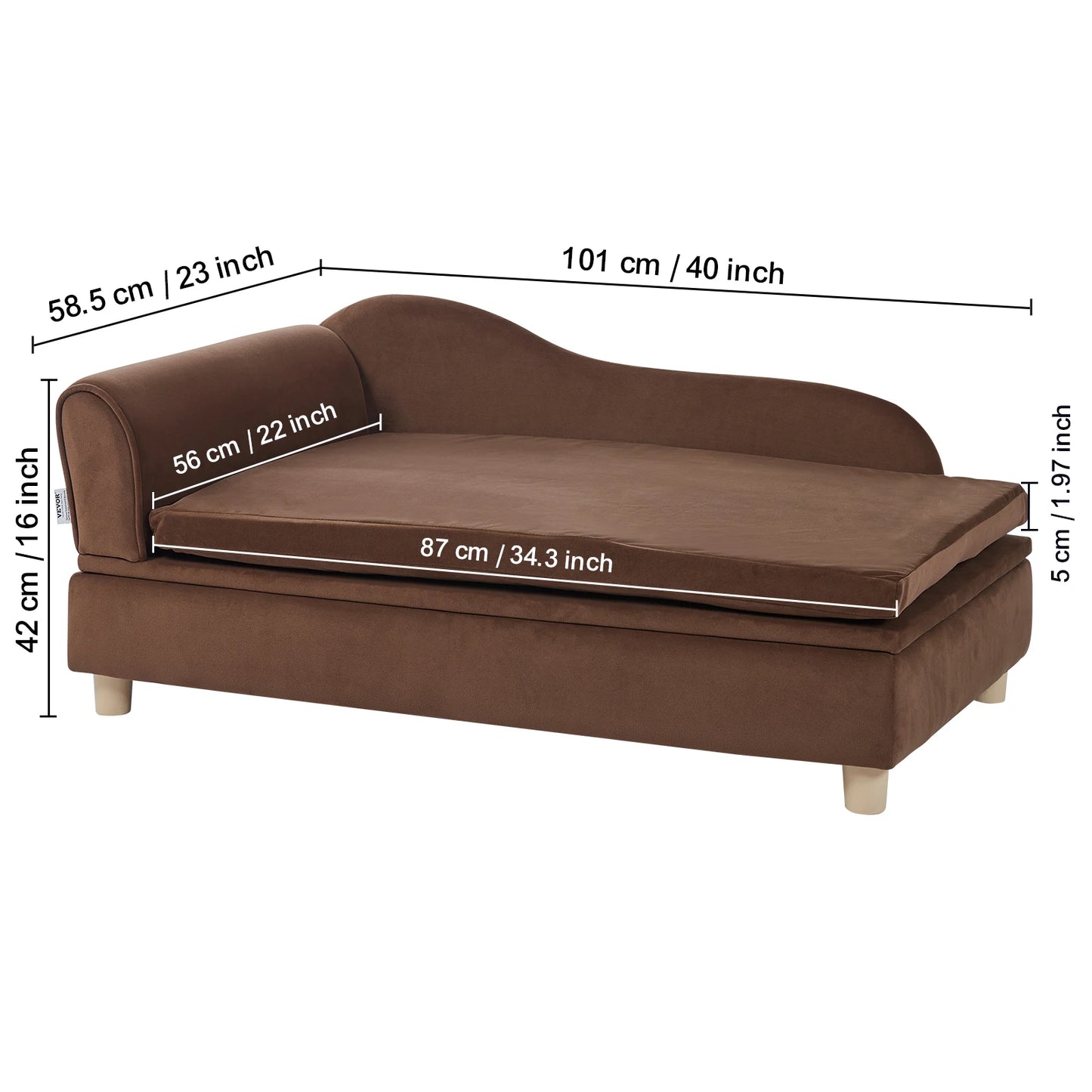 VEVOR Pet Sofa Dog Couch for Medium-Sized Dogs and Cats Soft Velvety Dog Bed for Living Room and Bedroom