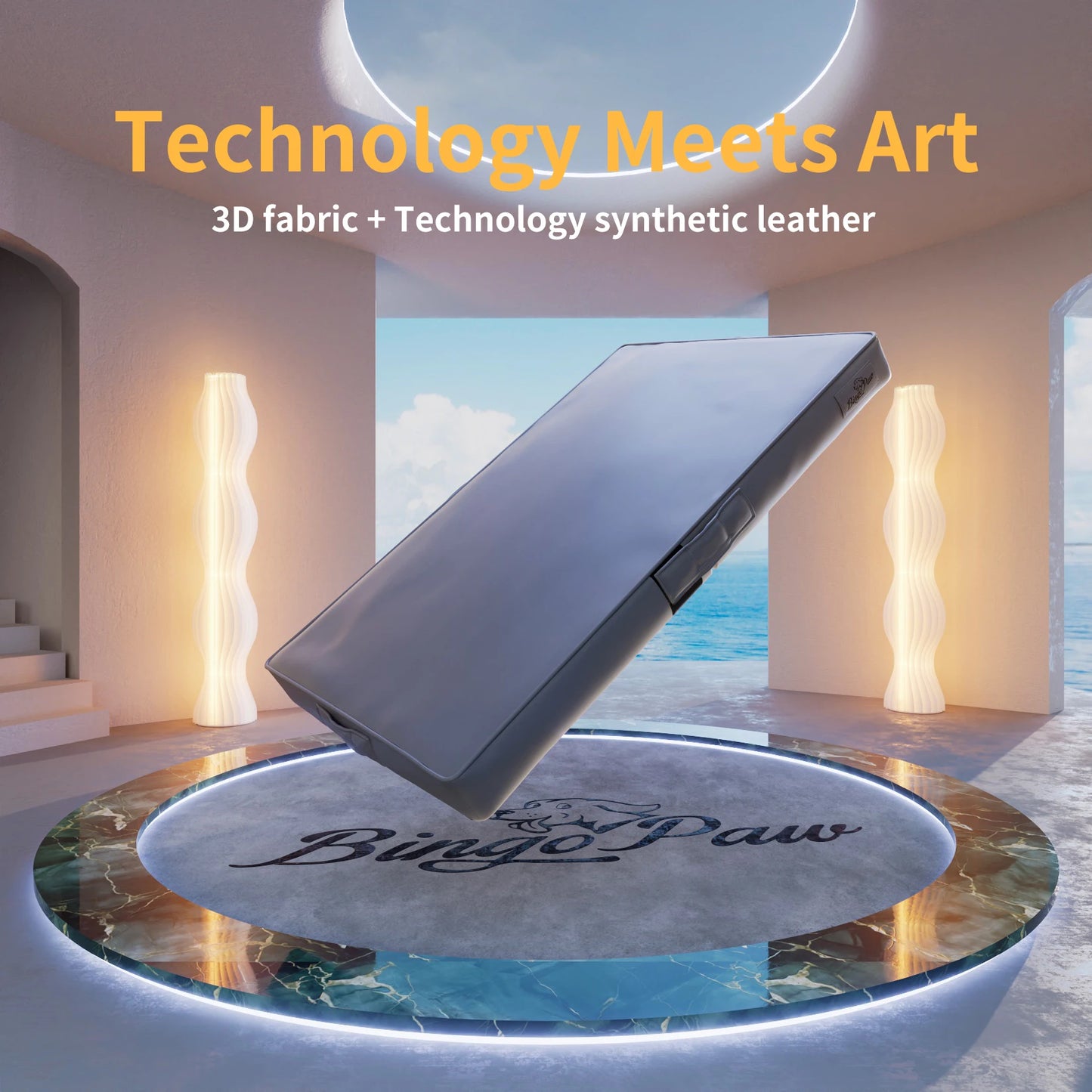 L XL XXL Dog Bed 3D Technology Microfiber Leather Cover Foldable Pet Cushion leeping Mat Gray and Brown Color Bite Proof