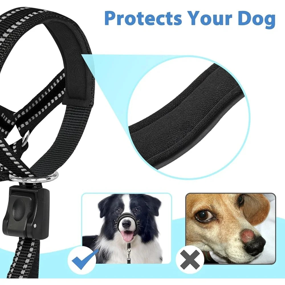 Soft Dog Head Collar No Pull Adjustable Training Halter Padded Safety Nose Leash Reflective Durable Head Harness Medium Large