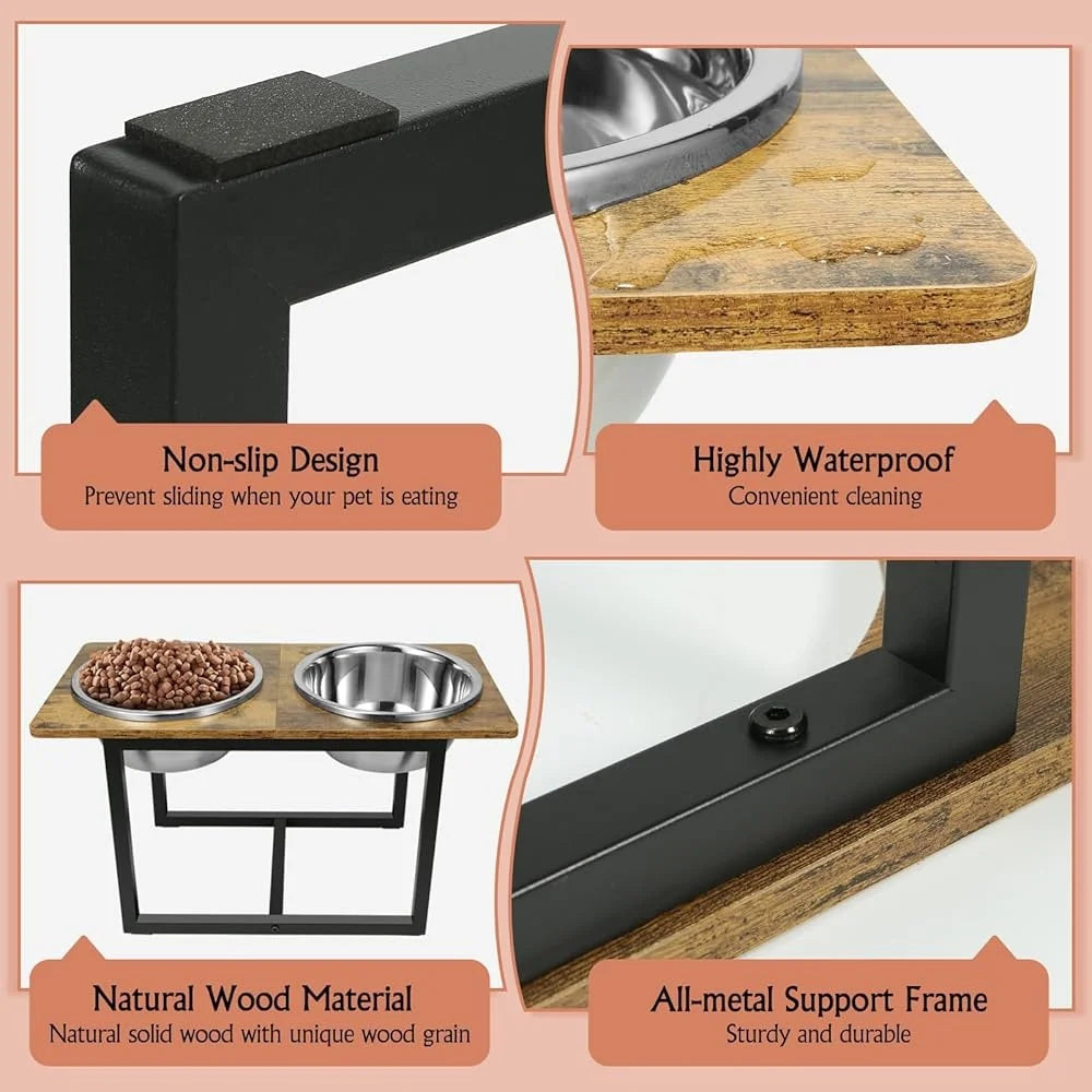 Elevated Dog Bowls for Large Dogs Raised Stand with Two X Large Stainless Steel Bowls Joint Pressure Relief Easy Clean Non Slip