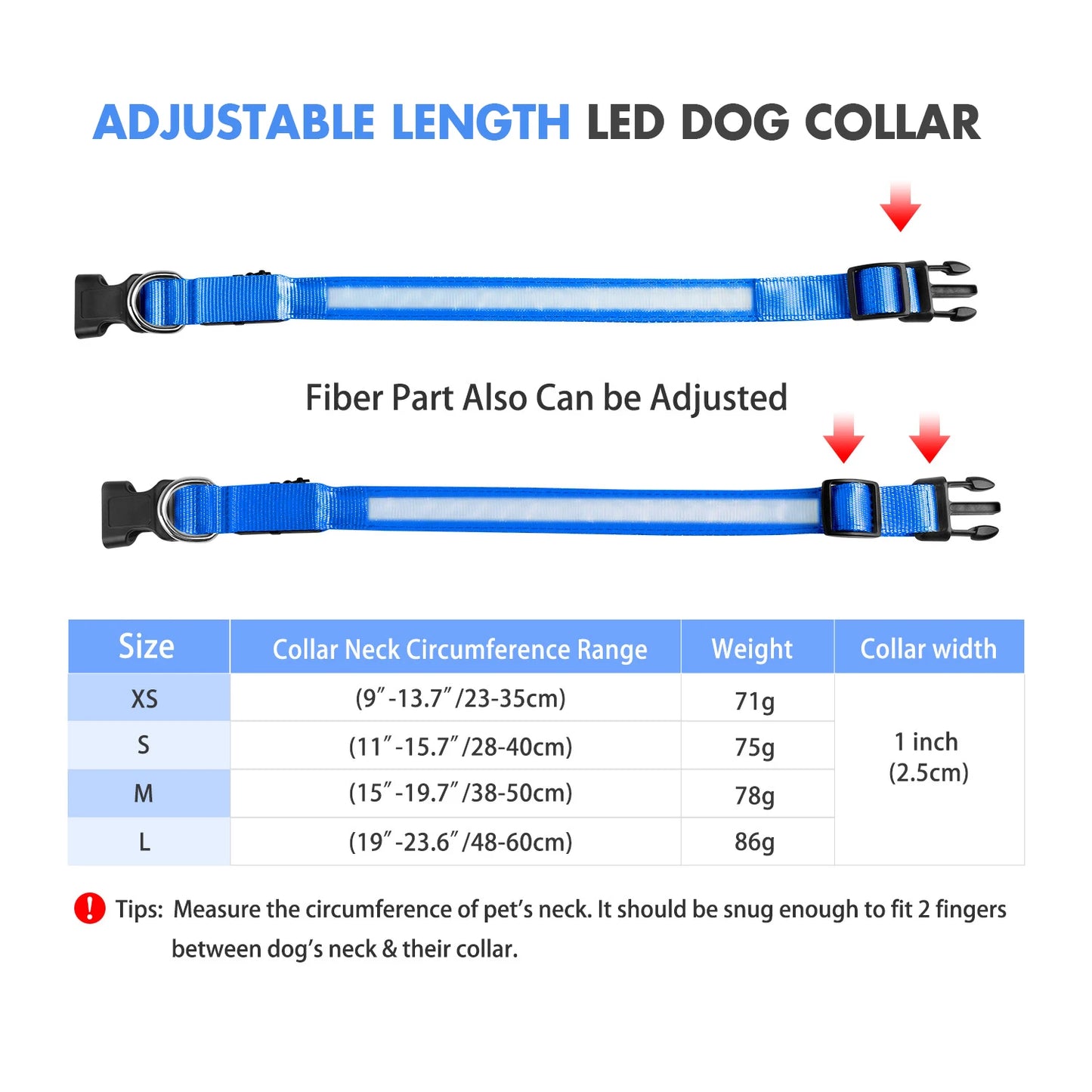 Masbrill Led Dog Collar Luminous Pet Supplies Waterproof Safety Glow Necklace Flashing Light Up Collars Accessories