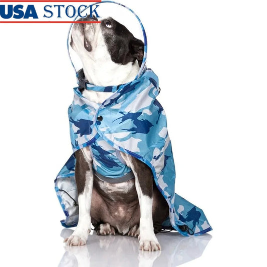 Dog Raincoat Waterproof Step-in Poncho for Small and Medium Dogs Full Belly Coverage Adjustable Fit with Built-in D-ring Leash Attachment