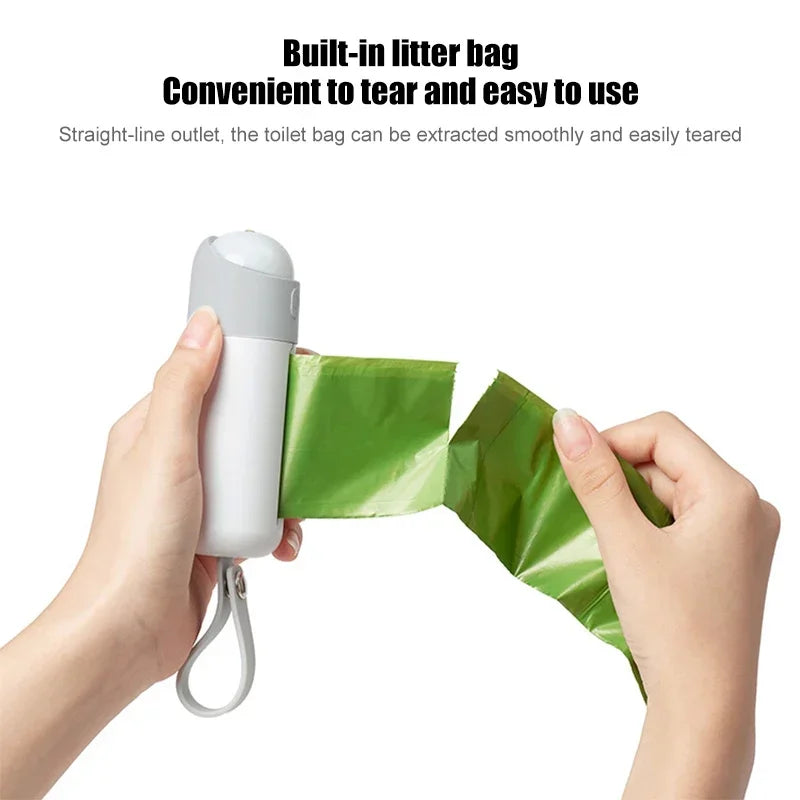 Running Night Light Poop Bags Dispenser with USB Rechargeable Flashlight Attaches to Dog Leash