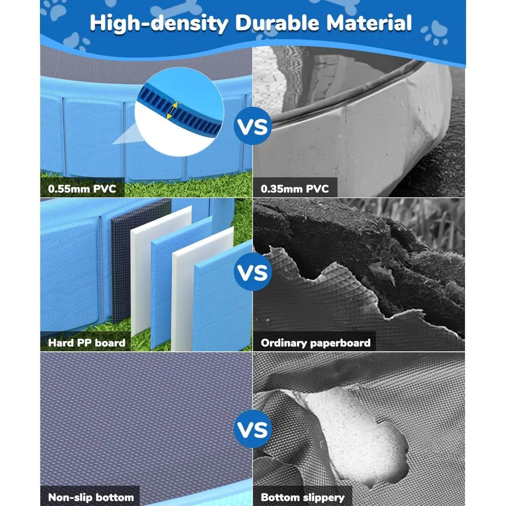 Large Collapsible Dog Pool 0.55mm PVC 2 in 1 Portable Bathtub and Sprinkler for Dogs Cats and Kids