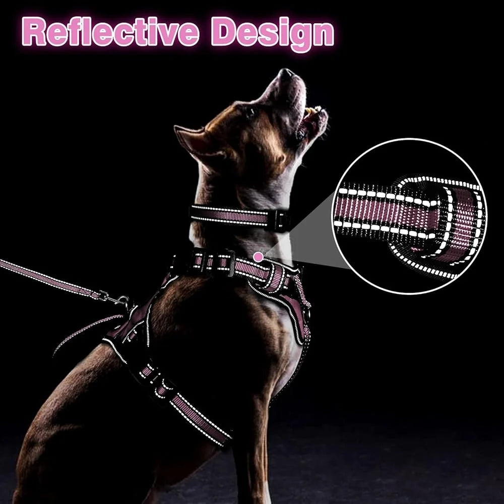 Reflective No Pull Pet Harness Collar Leash Set Adjustable Durable Comfort for Small Medium Large Dogs Walking Jogging Safety