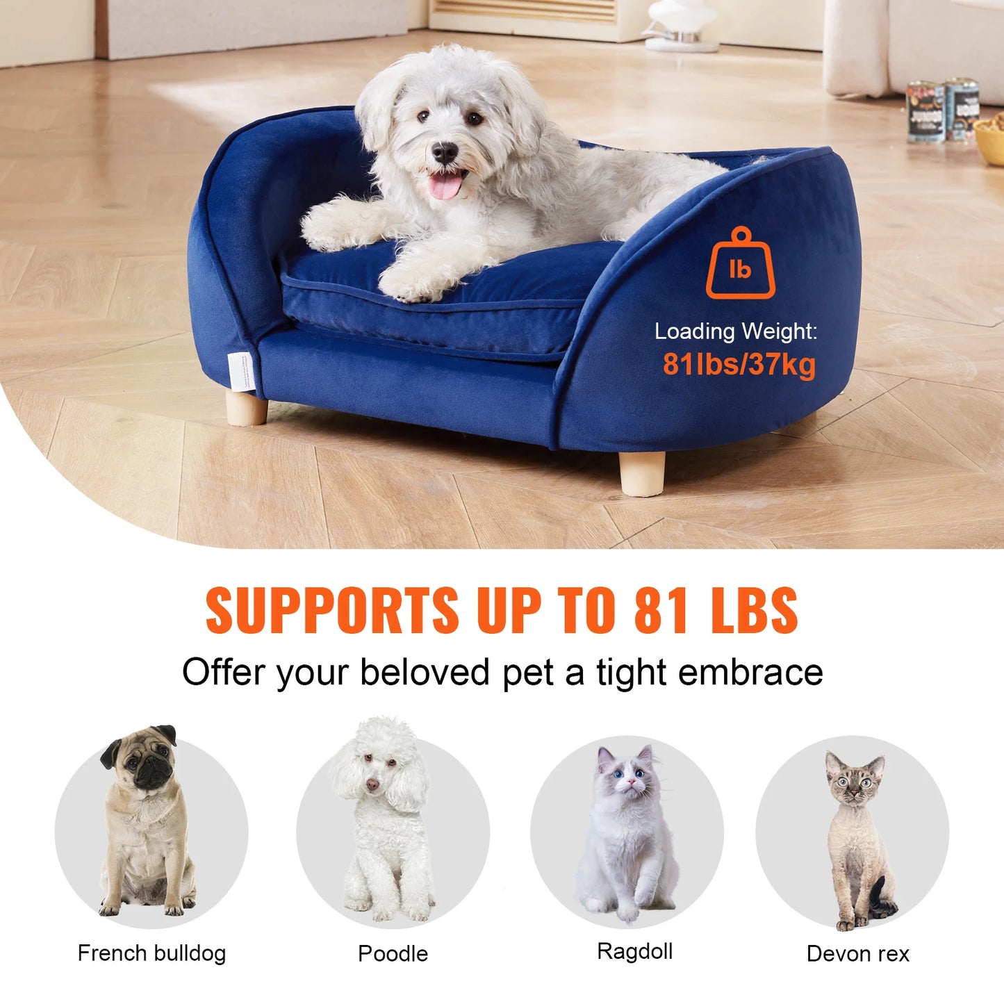 VEVOR Pet Sofa Dog Couch for Medium Sized Dogs and Cats Soft Velvety Dog Sofa Bed for Living Room or Bedroom