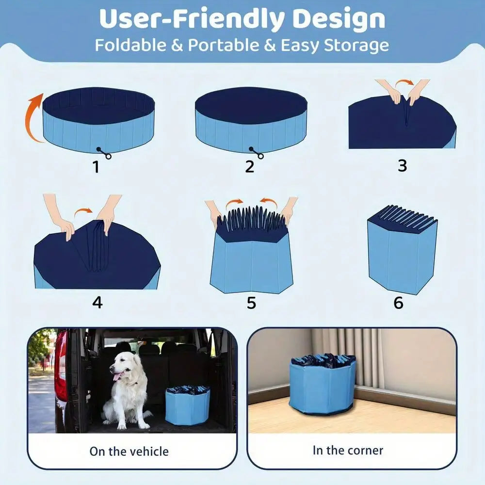 Foldable Dog Bath Pool Plastic Bathtub for Pets Portable and Space Saving