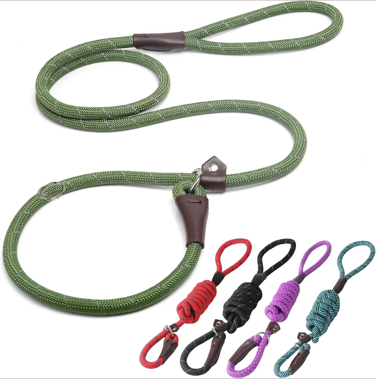 Durable Slip Lead Dog Leash Bulk Pack of 5 Comfortable Strong Rope Slip Leash for Large Medium and Small Dogs