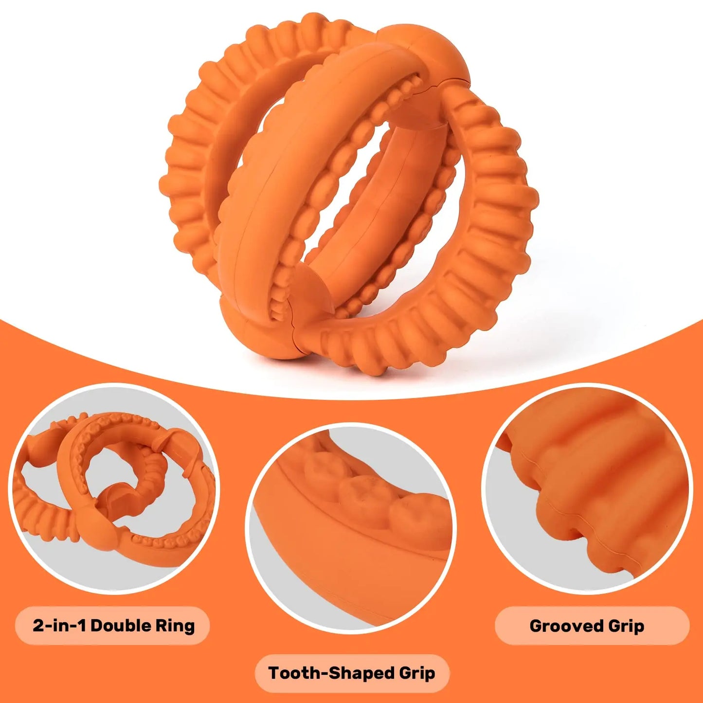 Interactive Dog Toys Detachable Dog Tug of War Toy with Two Rings Natural Rubber Chew Toys for Large Dogs