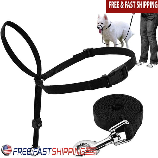 Adjustable Dog Head Collar Head Halter Gentle Control with Leash Training Guide for Walking Parks and Vets
