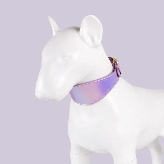 PU Pet Collar Adjustable Light Reflecting Soft Leather for Small to Medium Dogs