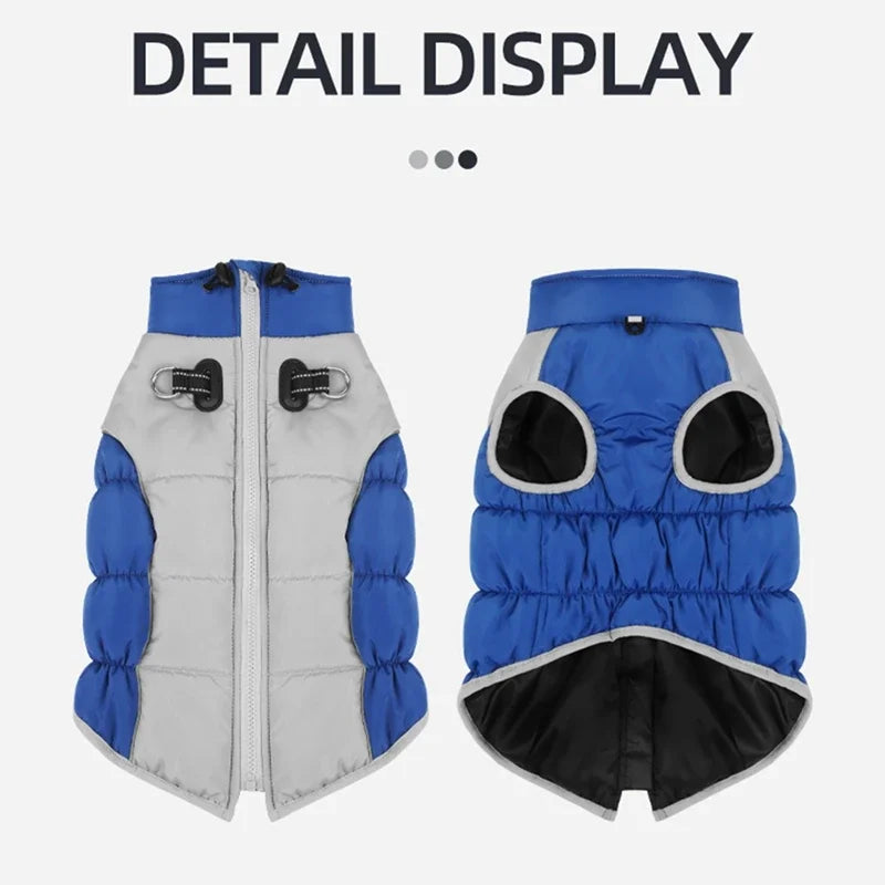 Winter Dog Coat With Reflective Strip Waterproof Windproof Thick Padded Vest For Dogs XL To 6XL