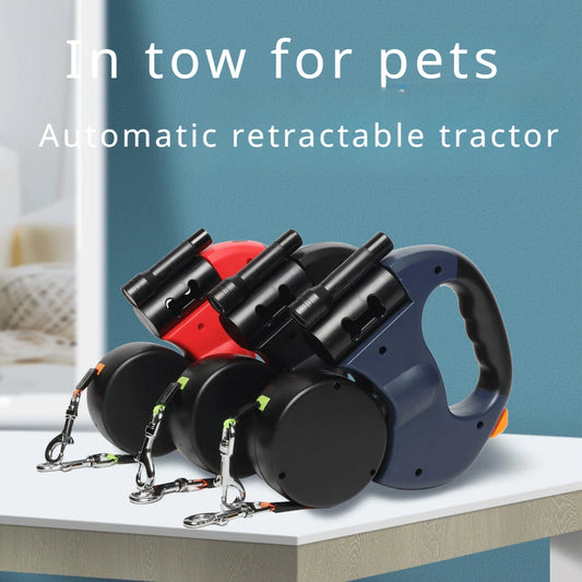 Automatic Retractable Two-End Pet Leash with Flashlight for Easy Dog Walking 10 Feet