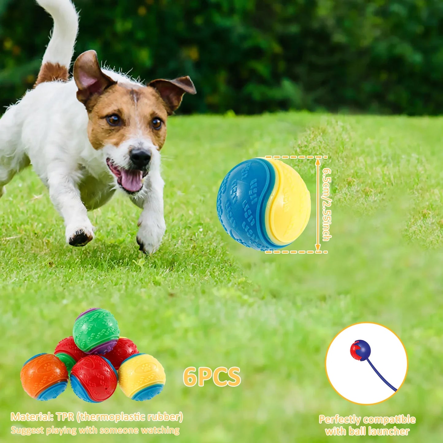 6Pcs Squeaky Balls Toys Dogs Interactive Toys TPR Dog Chew Toy for Dog Pet Teeth Cleaning Bite Resistance Pet Supplies