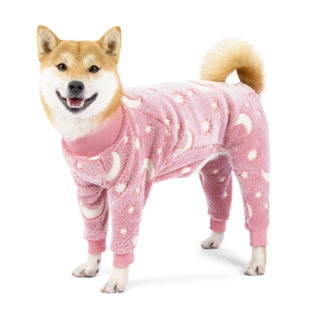 Soft Dog Pajamas Warm Fleece Stretchable Onesie Full Body Jumpsuit Clothing for Dogs