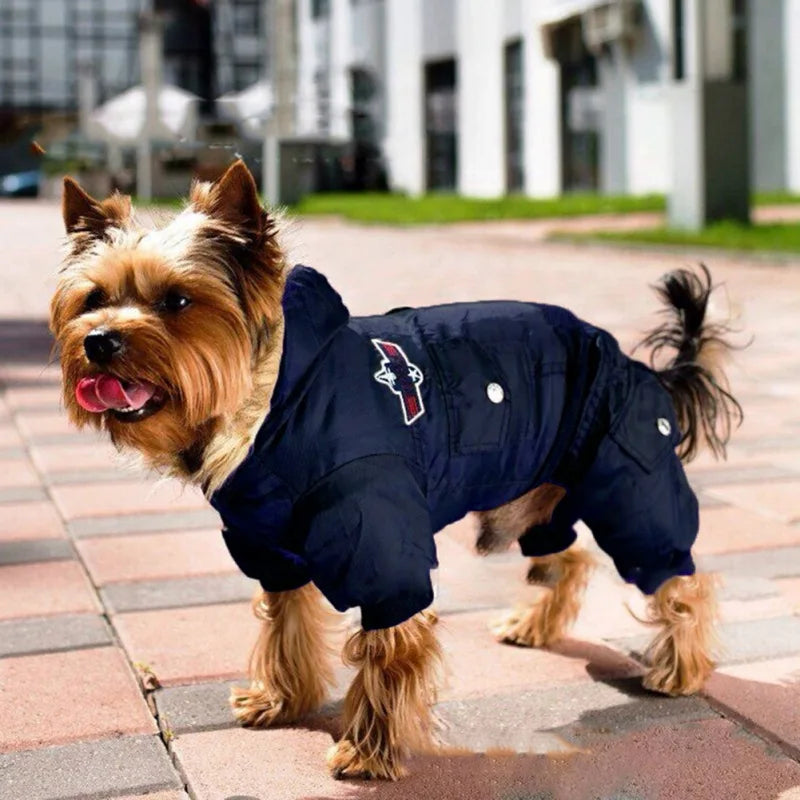 Autumn Winter Warm Dog Jacket Hooded Padded Coat for Small Medium Dogs Waterproof Jumpsuit