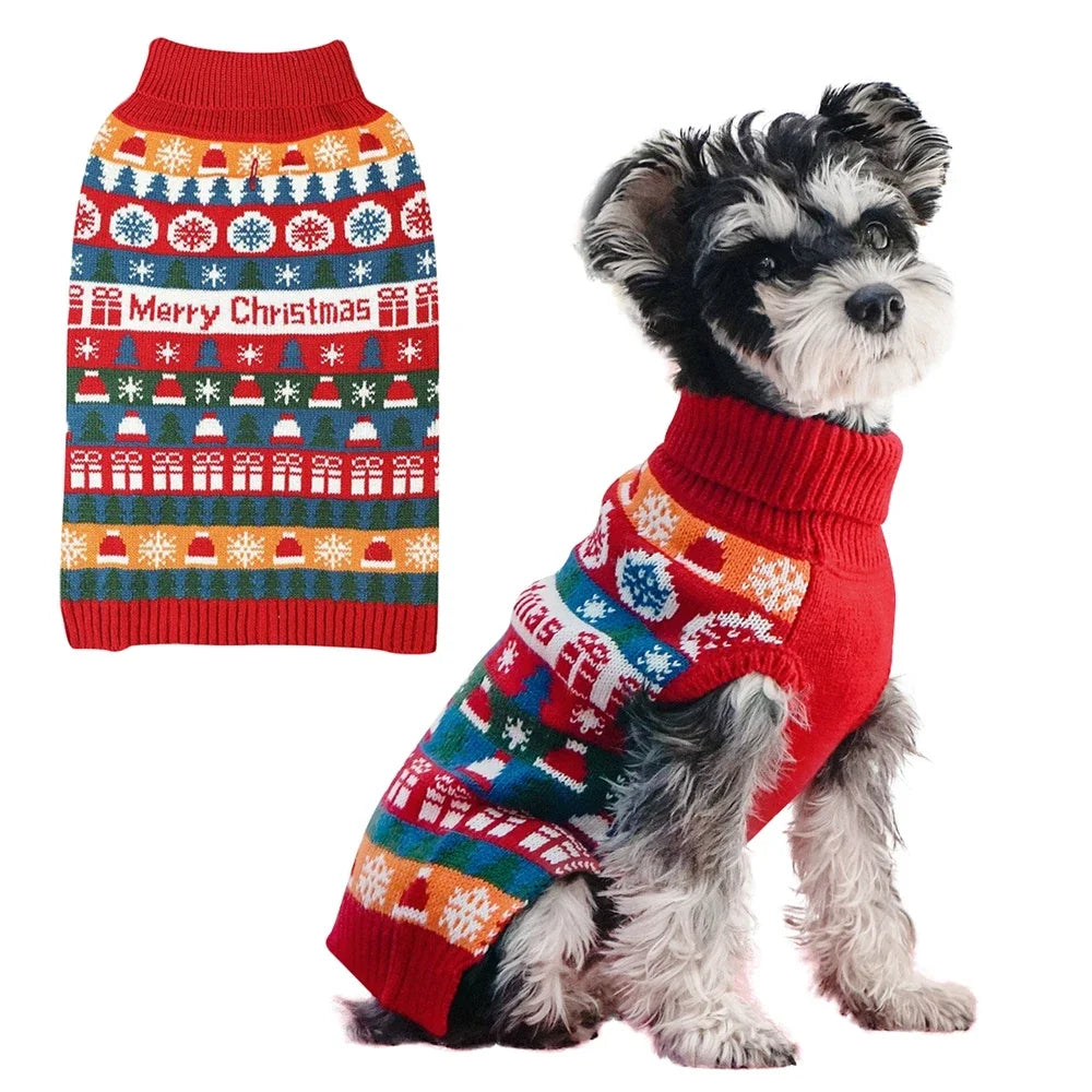 Puppy Christmas Sweater Cute Winter Knitwear for Small Dogs and Cats Warm Pet Clothing