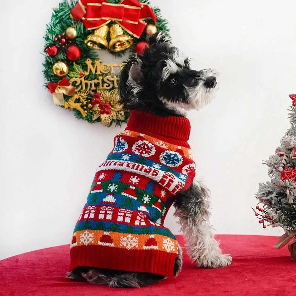 Puppy Christmas Sweater Cute Winter Knitwear for Small Dogs and Cats Warm Pet Clothing