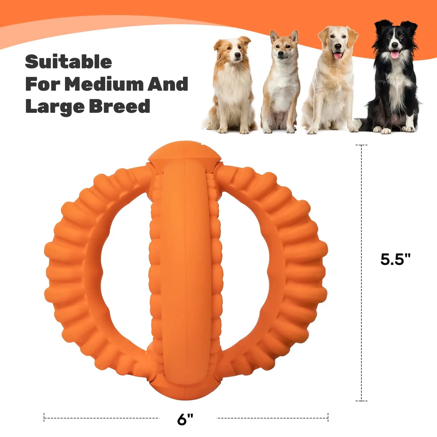 Interactive Dog Toys Detachable Dog Tug of War Toy with Two Rings Natural Rubber Chew Toys for Large Dogs