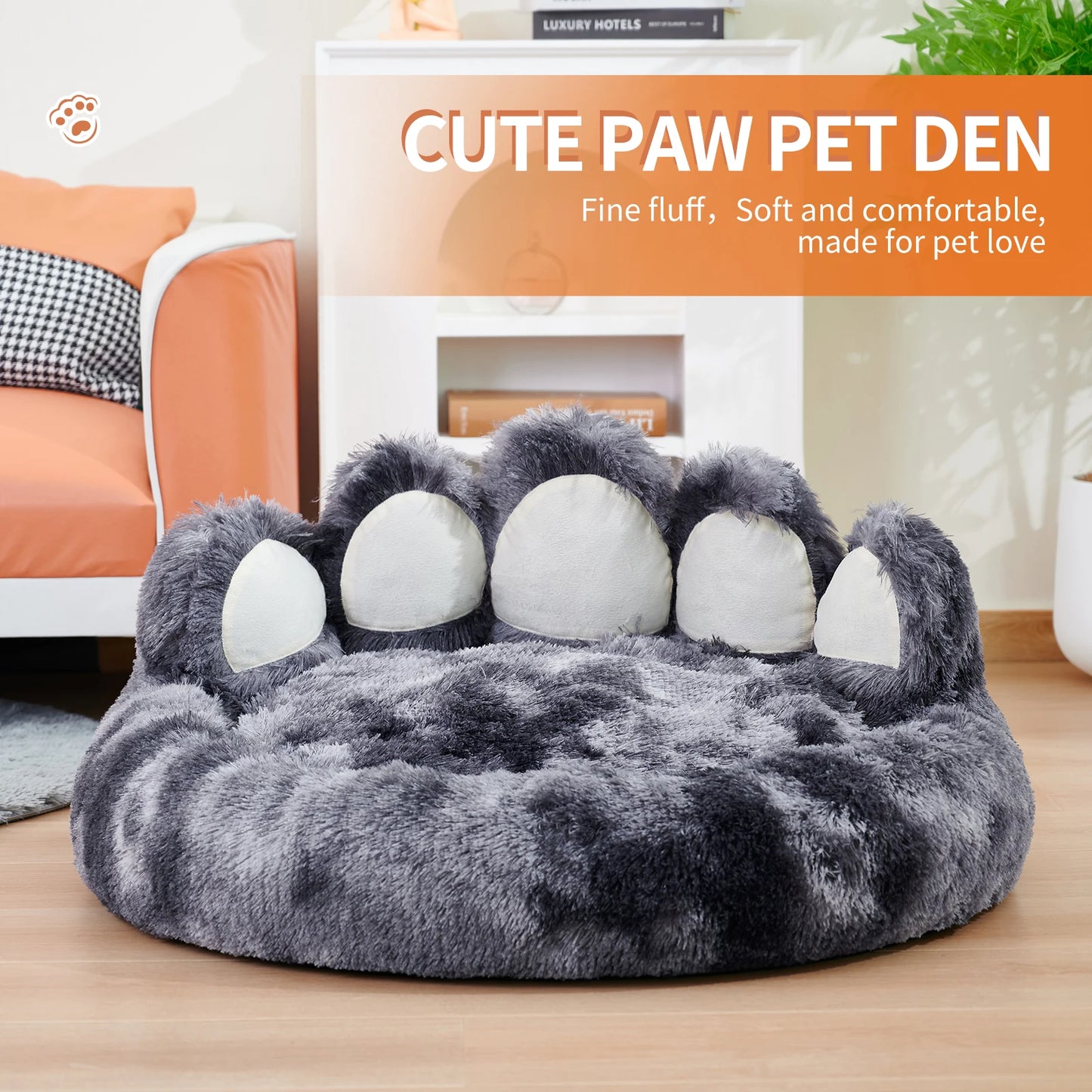 Cozy Comfy Paw Shape Pet Dog Bed Warm Cushion for Fluffy Dogs and Cats Deep Sleeping Thickened Mat