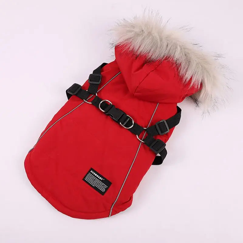 Winter Dog Jacket With Harness Waterproof Hooded Coat For Small And Medium Dogs