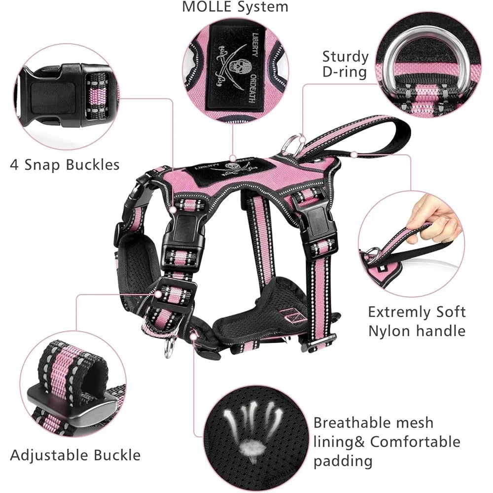 Reflective No Pull Pet Harness Collar Leash Set Adjustable Durable Comfort for Small Medium Large Dogs Walking Jogging Safety