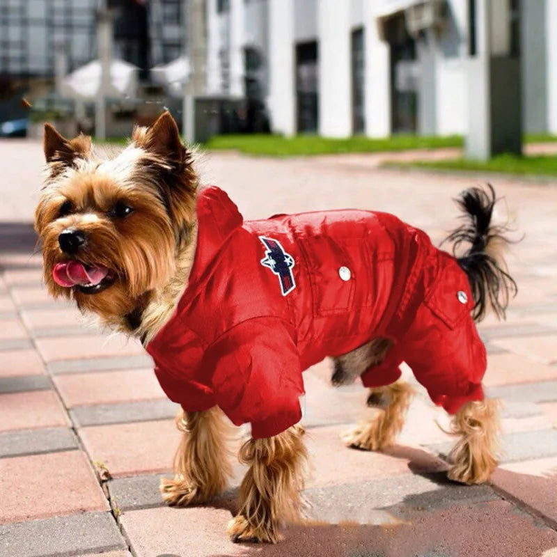 Autumn Winter Warm Dog Jacket Hooded Padded Coat for Small Medium Dogs Waterproof Jumpsuit