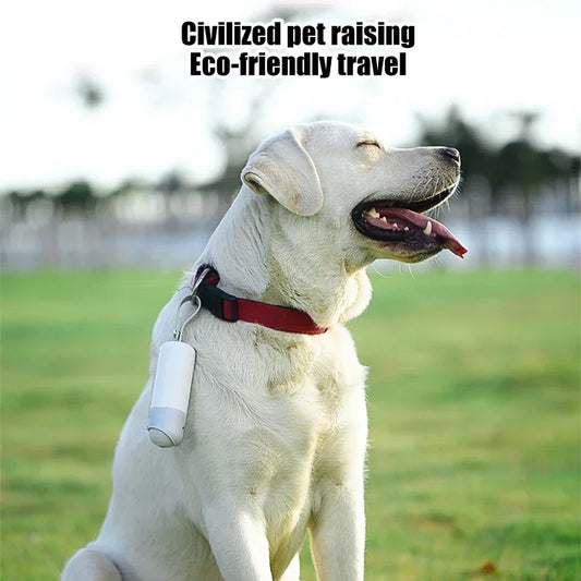 Running Night Light Poop Bags Dispenser with USB Rechargeable Flashlight Attaches to Dog Leash