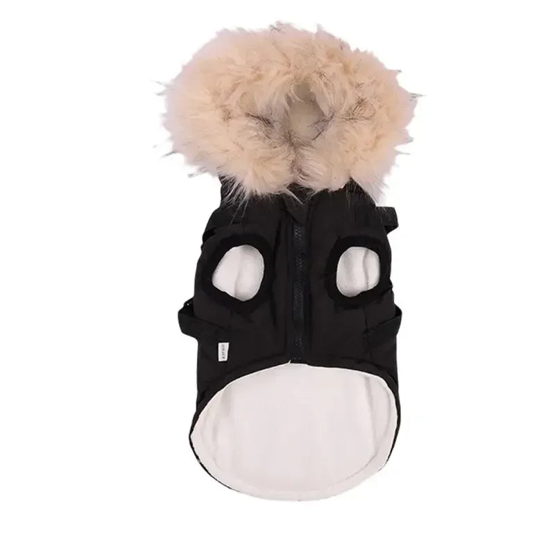 Winter Dog Jacket With Harness Waterproof Hooded Coat For Small And Medium Dogs