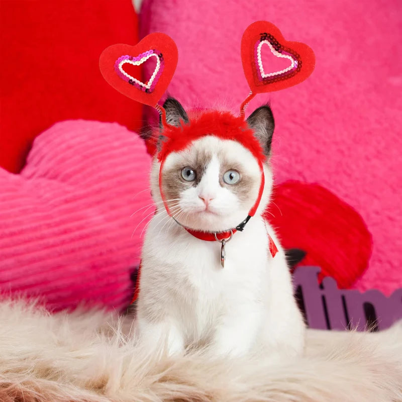 Pet Christmas Headwear Cat Dog Valentine's Day Love Headband Hair Accessories Party Dress Up Supplies