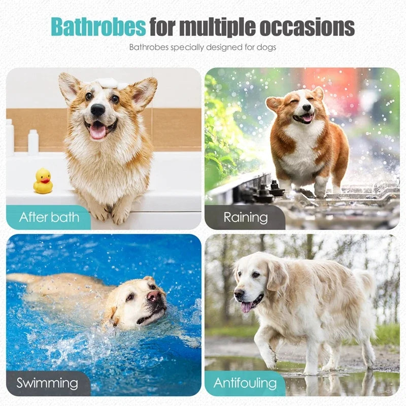 Pet Bathrobe Coat Fast Water Absorbent Towel for Large Medium Small Dogs Soft Adjustable Drying Moisture Cat Pet Bath Robe