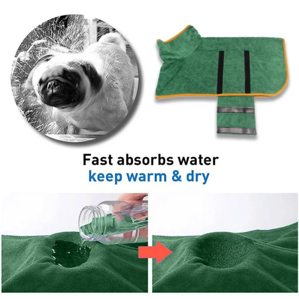 Dog Bathrobe Bath Towel Robe Absorbent Soft Towel for Large Medium Small Dog Quick Dry Adjustable Drying Coat Pet Accessories