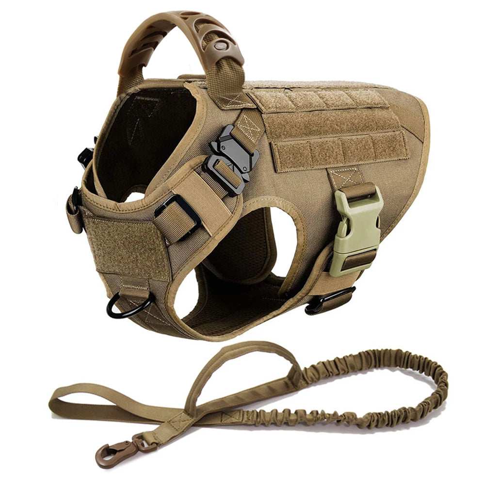 Tactical Dog Harness Leash Set for Large Dogs Military Vest for Training Walking Hunting No Pull Malinois