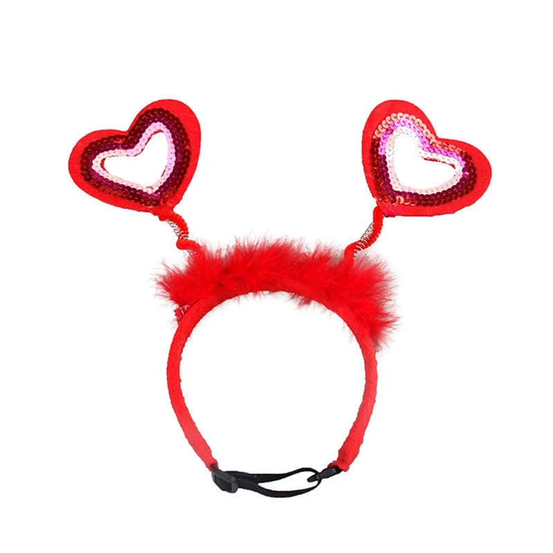 Pet Christmas Headwear Cat Dog Valentine's Day Love Headband Hair Accessories Party Dress Up Supplies