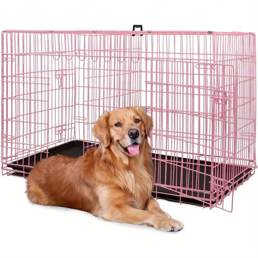 Folding Wire Kennel for Large Dog Crate with Heavy Duty Slide Bolt Latches