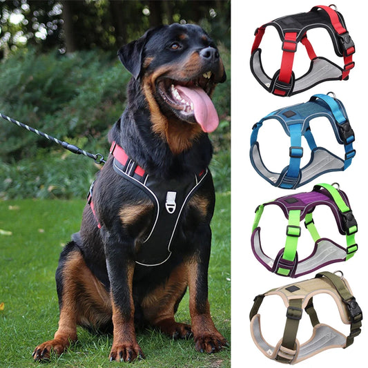 Dog Harness Reflective Medium Large Tactical Vest 1680D Waterproof Oxford Cloth for All Stages