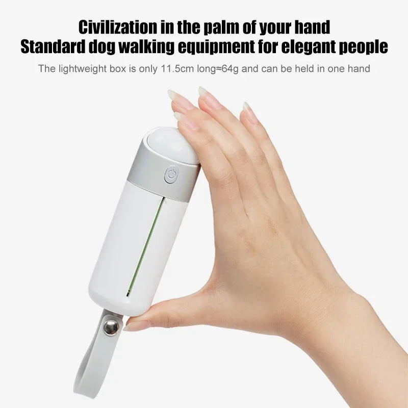 Running Night Light Poop Bags Dispenser with USB Rechargeable Flashlight Attaches to Dog Leash