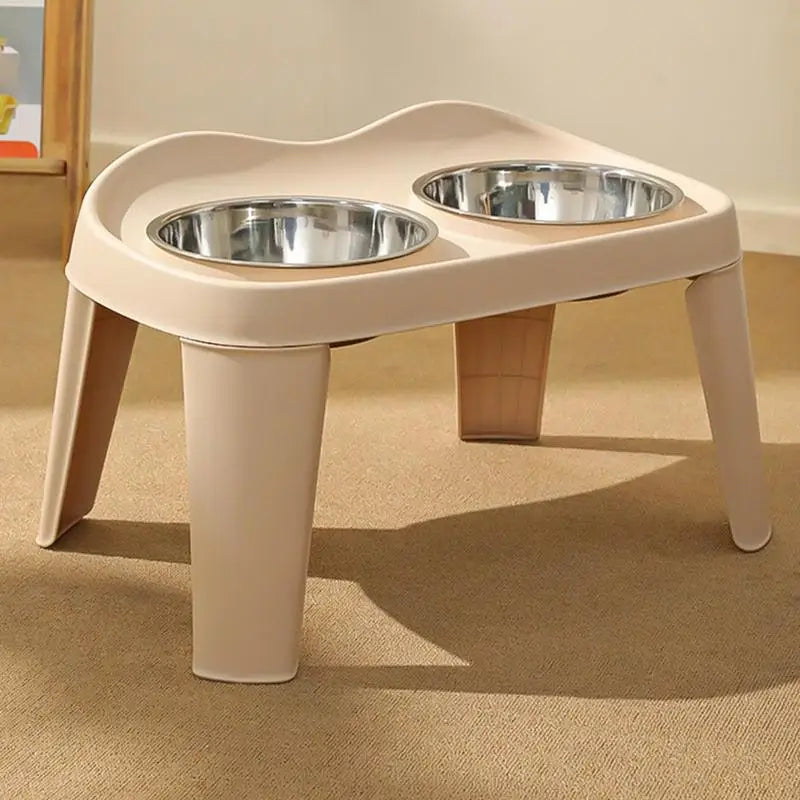 Elevated Dog Feeder with Foldable Raised Stand and Double Stainless Steel Bowls for Small Medium Large Dogs