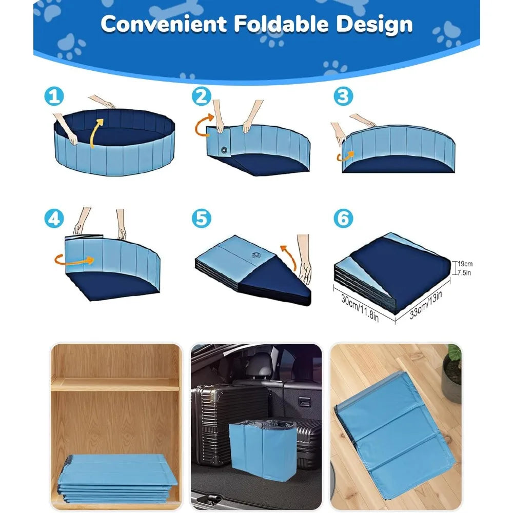 Large Collapsible Dog Pool 0.55mm PVC 2 in 1 Portable Bathtub and Sprinkler for Dogs Cats and Kids