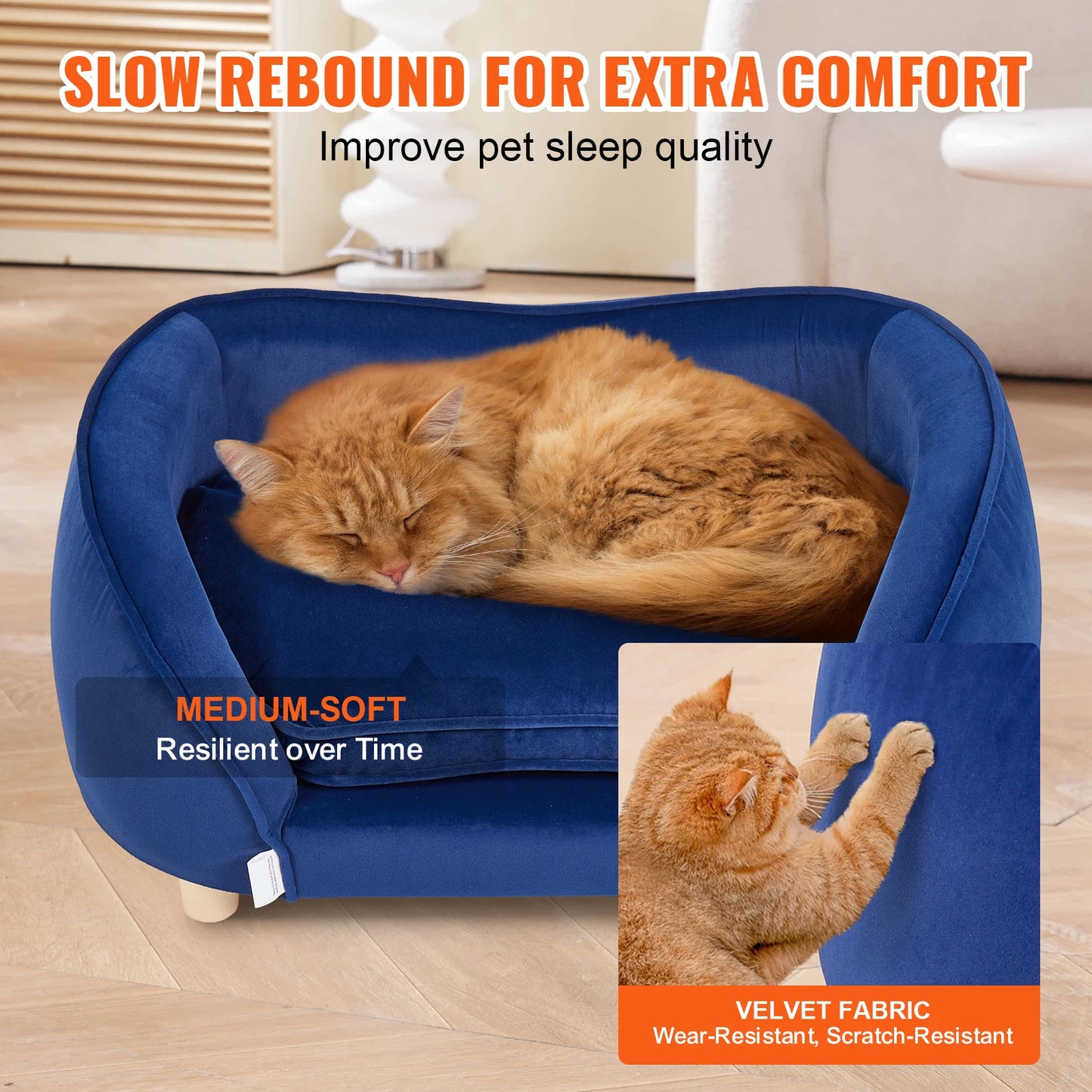 VEVOR Pet Sofa Dog Couch for Medium-Sized Dogs and Cats Soft Velvety Dog Bed for Living Room and Bedroom
