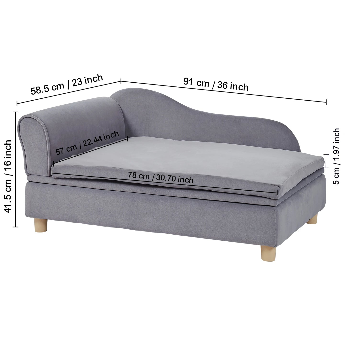 VEVOR Pet Sofa Dog Couch for Medium-Sized Dogs and Cats Soft Velvety Dog Bed for Living Room and Bedroom