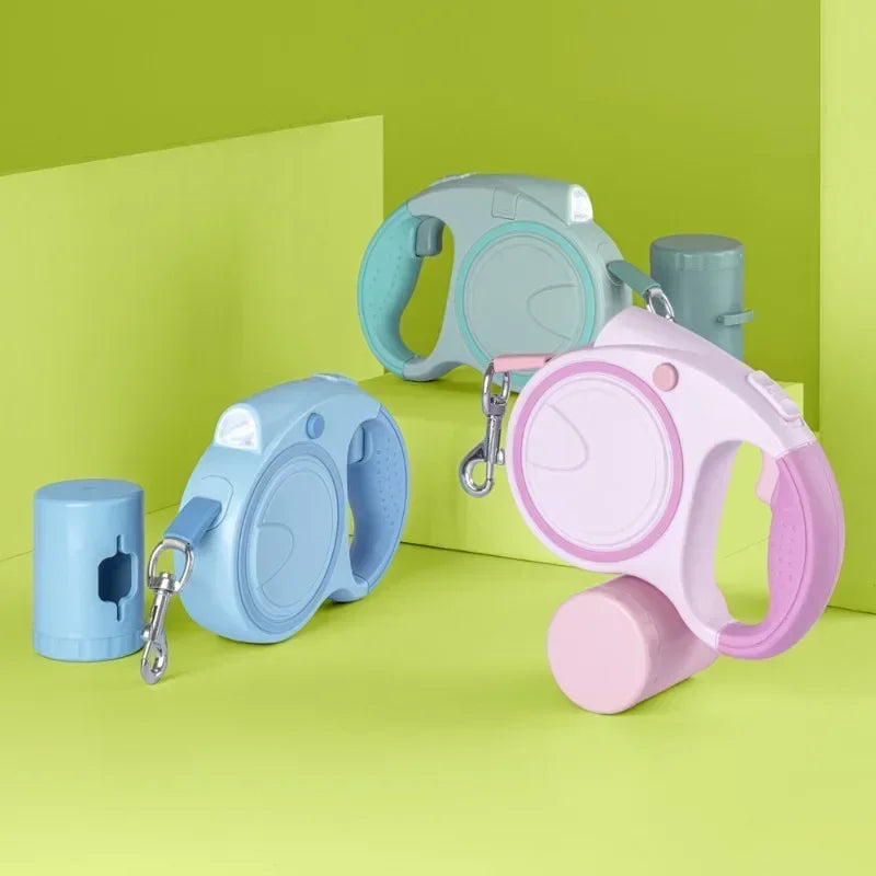 Rope 16 Multifunctional Dog Leash with LED Dispenser Reflective Durable Retractable for Puppy and Dog Walking