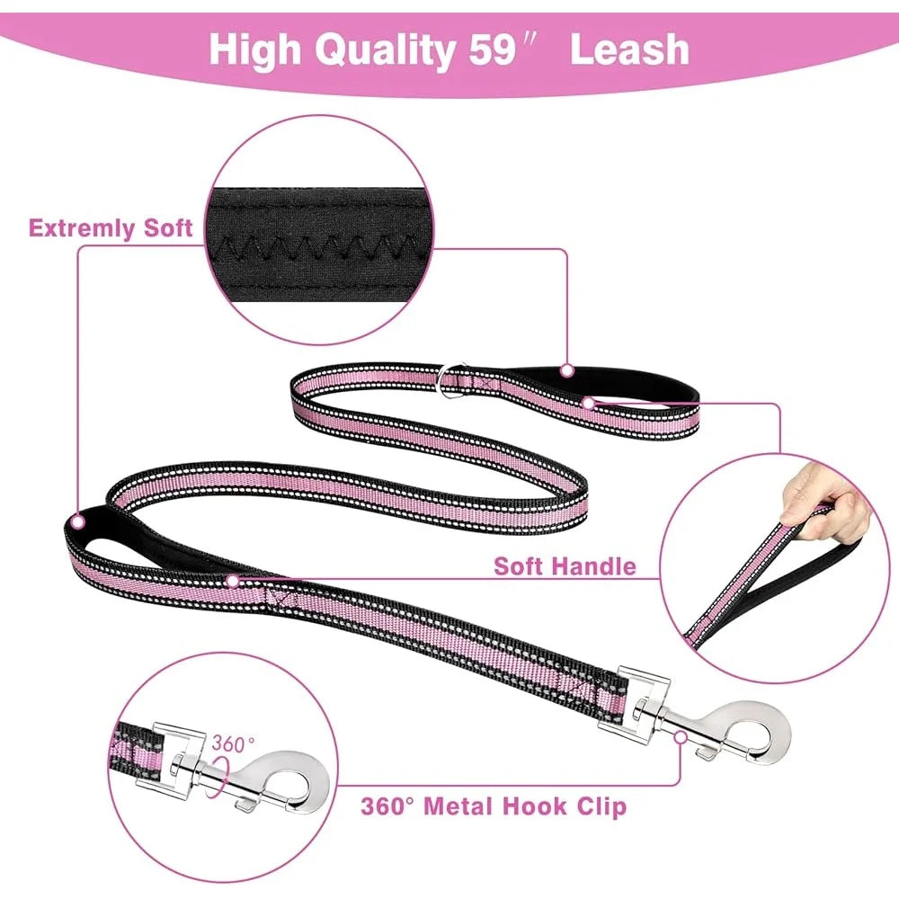 Reflective No Pull Pet Harness Collar Leash Set Adjustable Durable Comfort for Small Medium Large Dogs Walking Jogging Safety