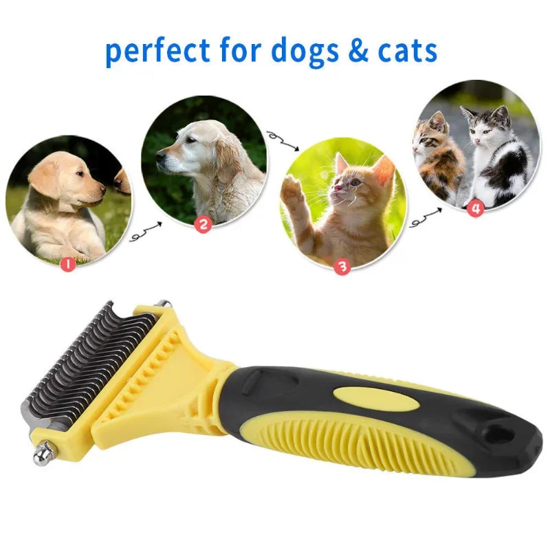 Pet Cat Dog Comb Brush Large Dogs Open Knot Rake Knife Stainless Double-sided Hair Shedding Comb Pet Grooming Products Tool