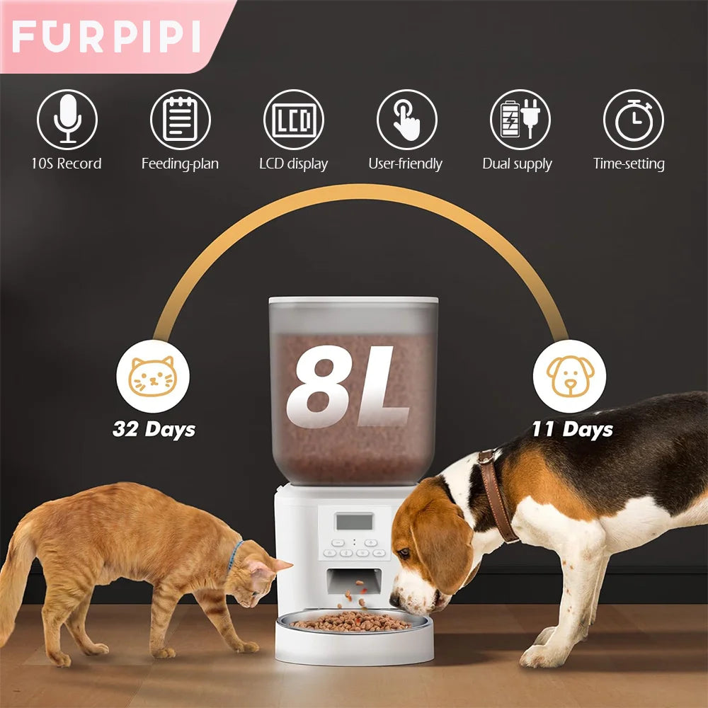 271 Ounce Automatic Dog Feeder with Key Control Stainless Steel Large Capacity Furpipi Smart Pet Food Dispenser