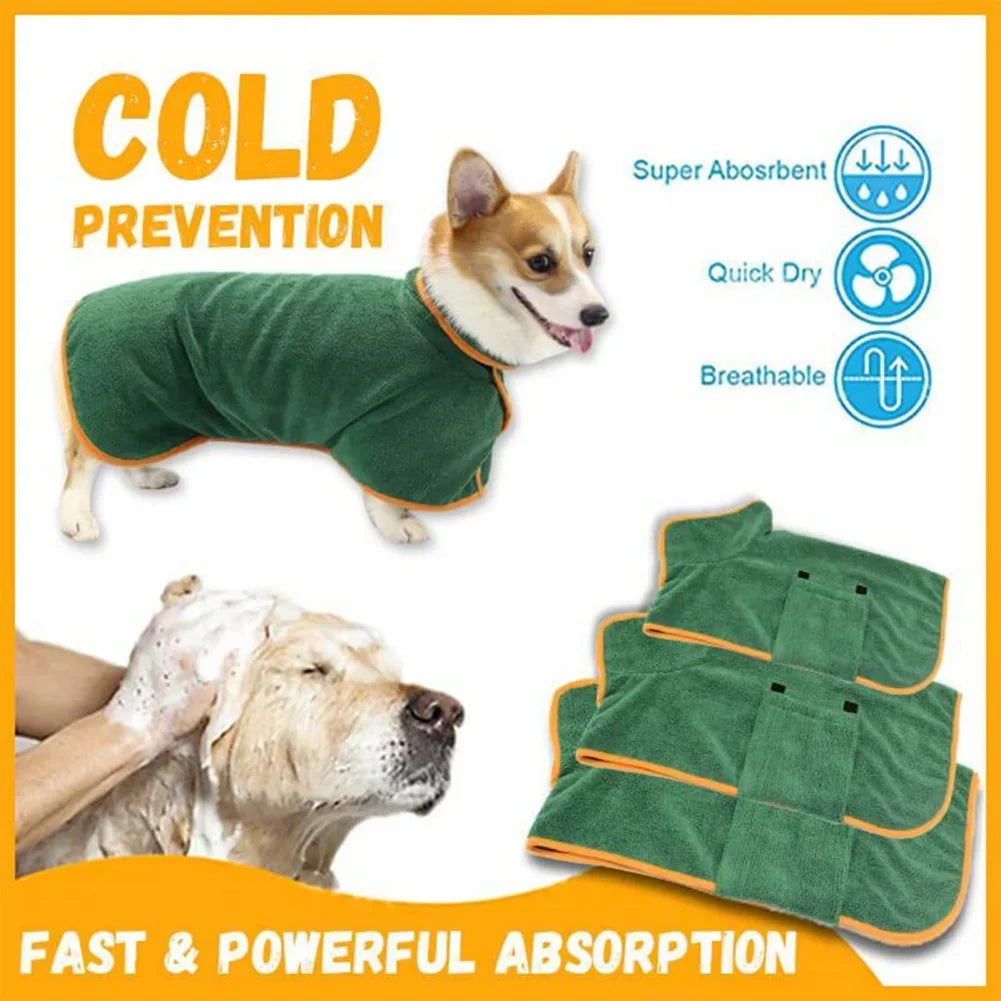 Dog Bathrobe Bath Towel Robe Absorbent Soft Towel for Large Medium Small Dog Quick Dry Adjustable Drying Coat Pet Accessories