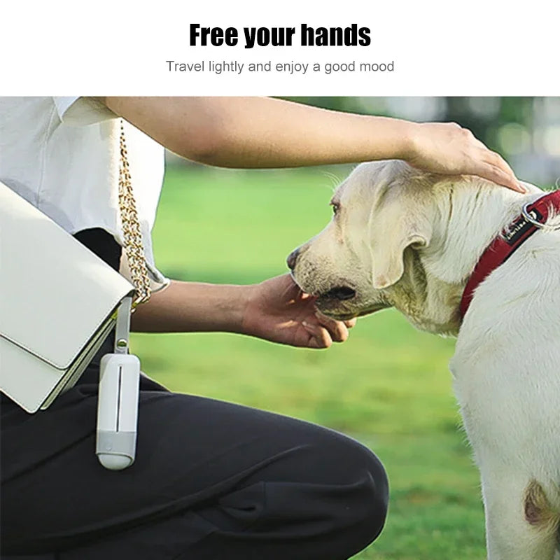 Running Night Light Poop Bags Dispenser with USB Rechargeable Flashlight Attaches to Dog Leash