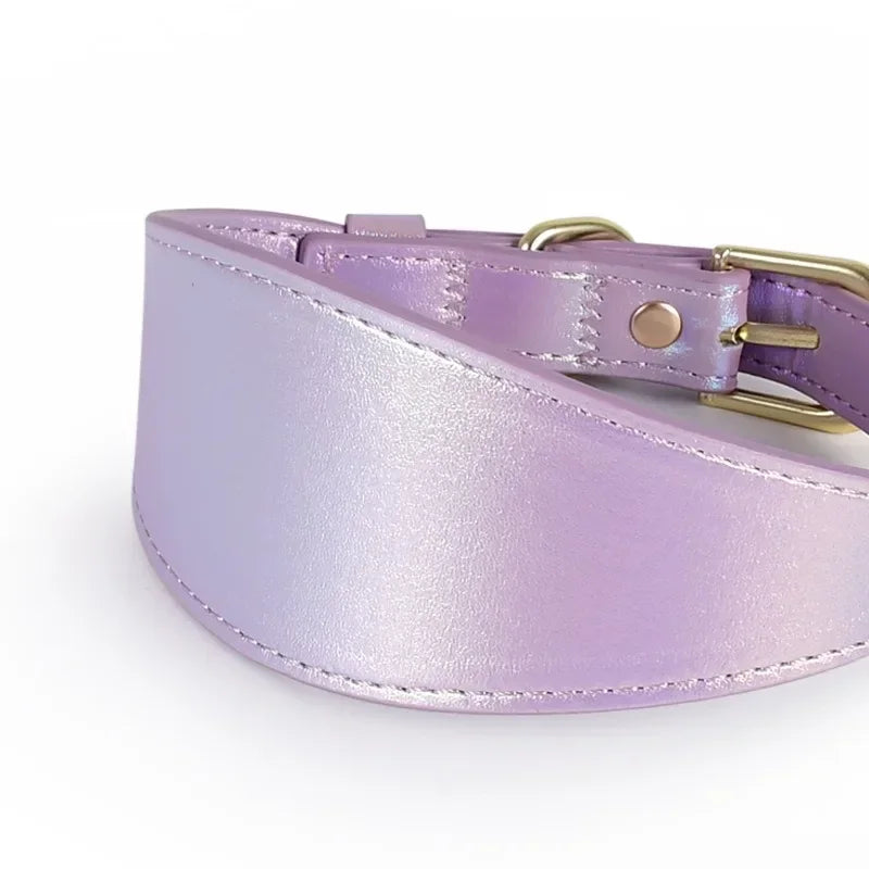 PU Pet Collar Adjustable Light Reflecting Soft Leather for Small to Medium Dogs
