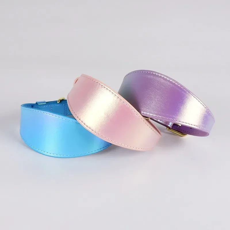 PU Pet Collar Adjustable Light Reflecting Soft Leather for Small to Medium Dogs